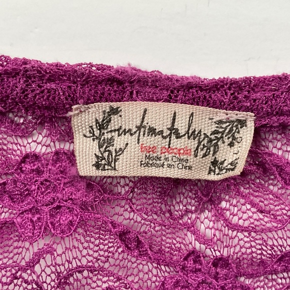 Free People Keep It Simple Lace Tee Sz L Dramatic Orchard Boho Fitted Y2K Floral - Picture 3 of 9